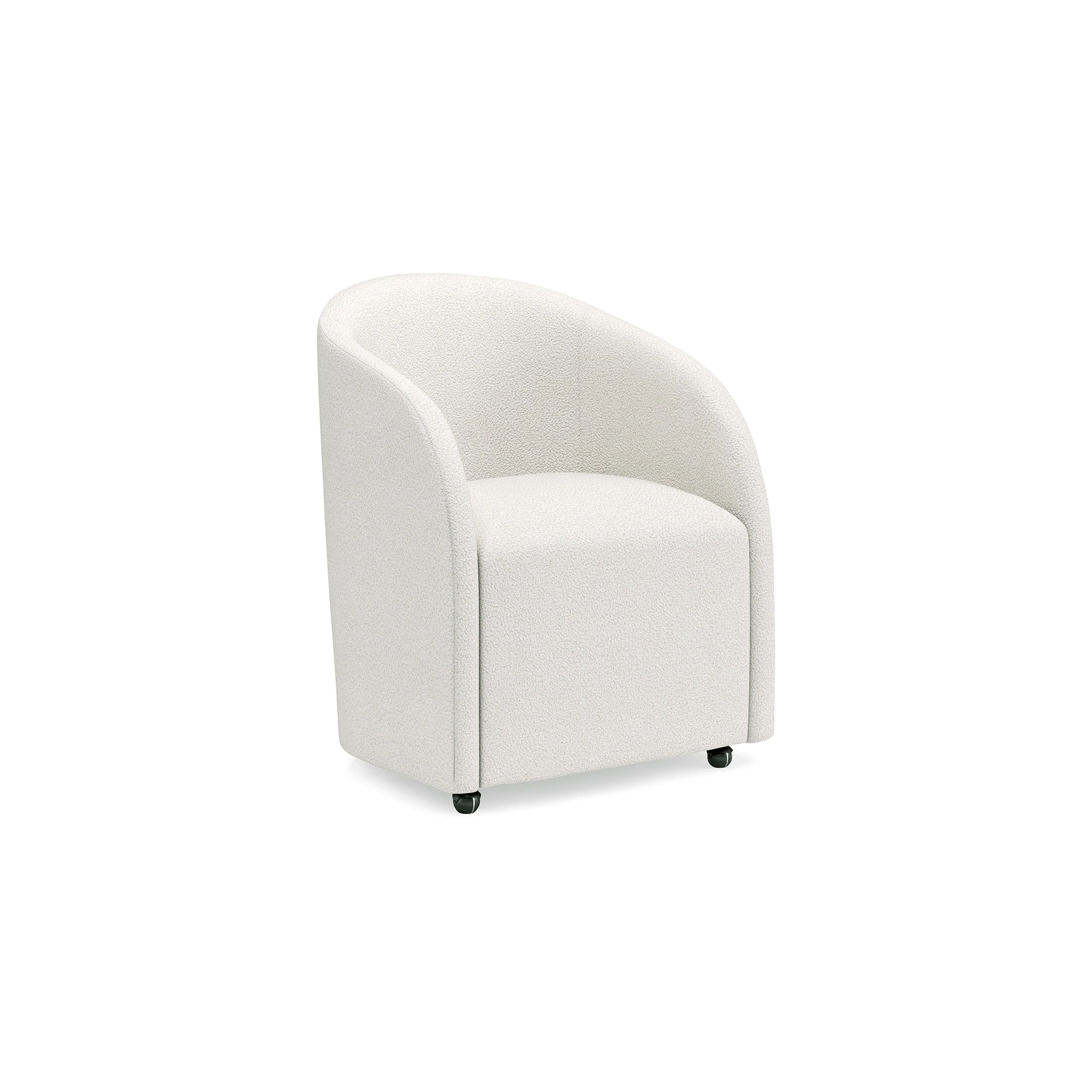 Jeno Home Office Chair with Caster Wheels, White Boucle Fabric