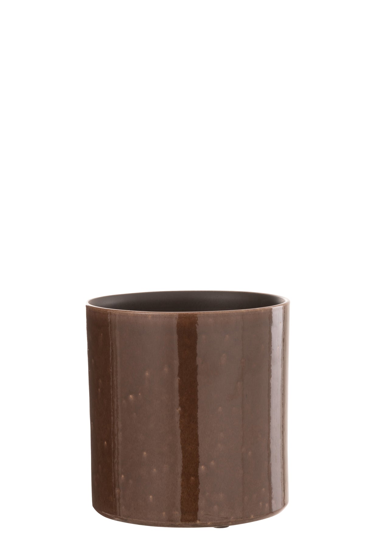 J-Line bloempot Flek - keramiek - bruin - small - Ø 16 cm