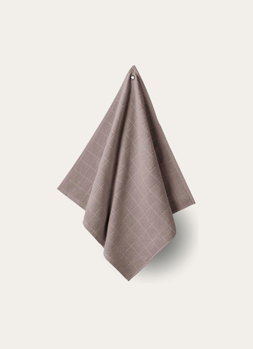 ESSUIE-MAINS à CARREAUX EN COTON TAUPE