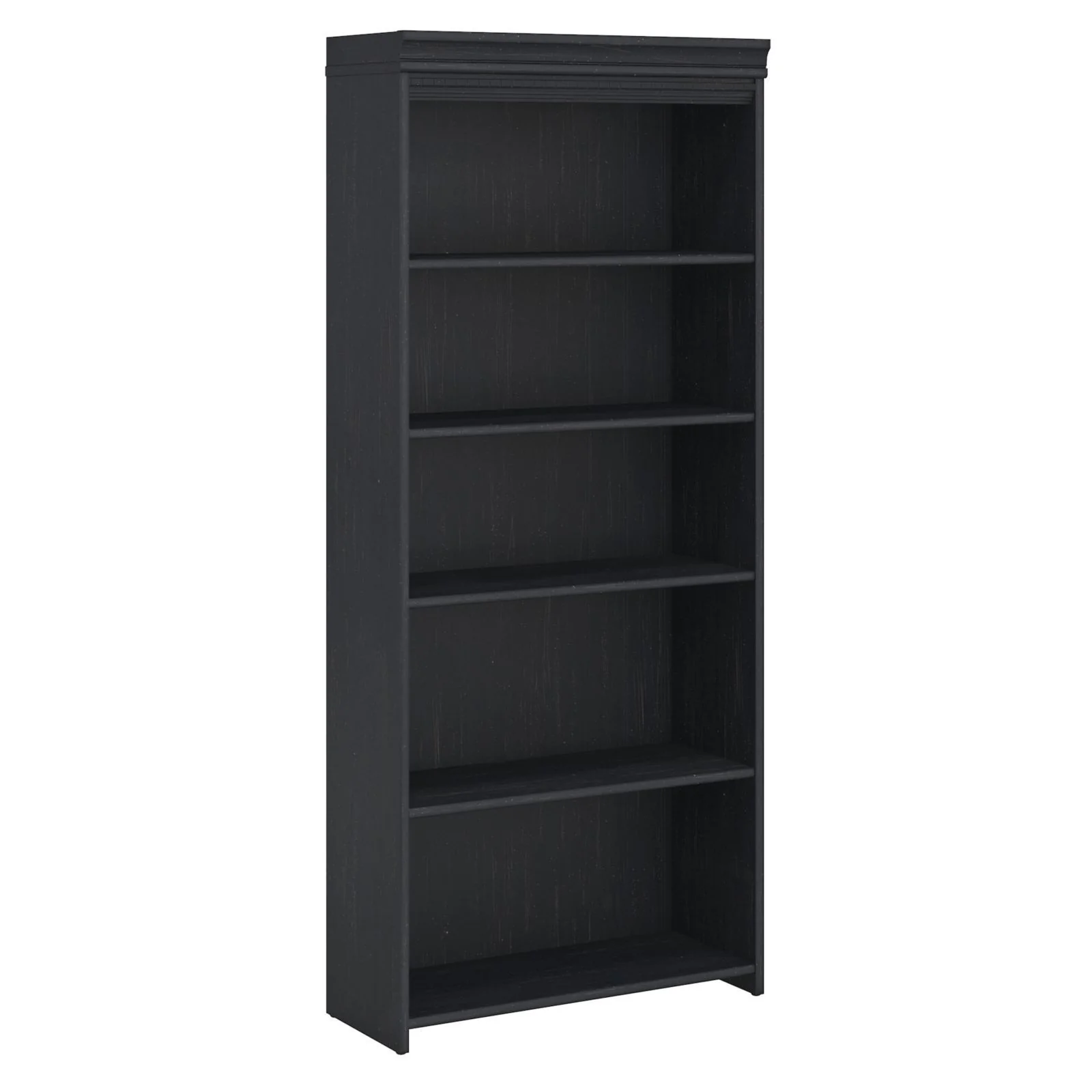 Stanford Antique Black 5-shelf Bookcase - 29.57L x 12.09W x 68.94H