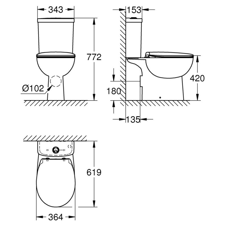 Pack WC à poser Bau Ceramic sortie horizontale GROHE