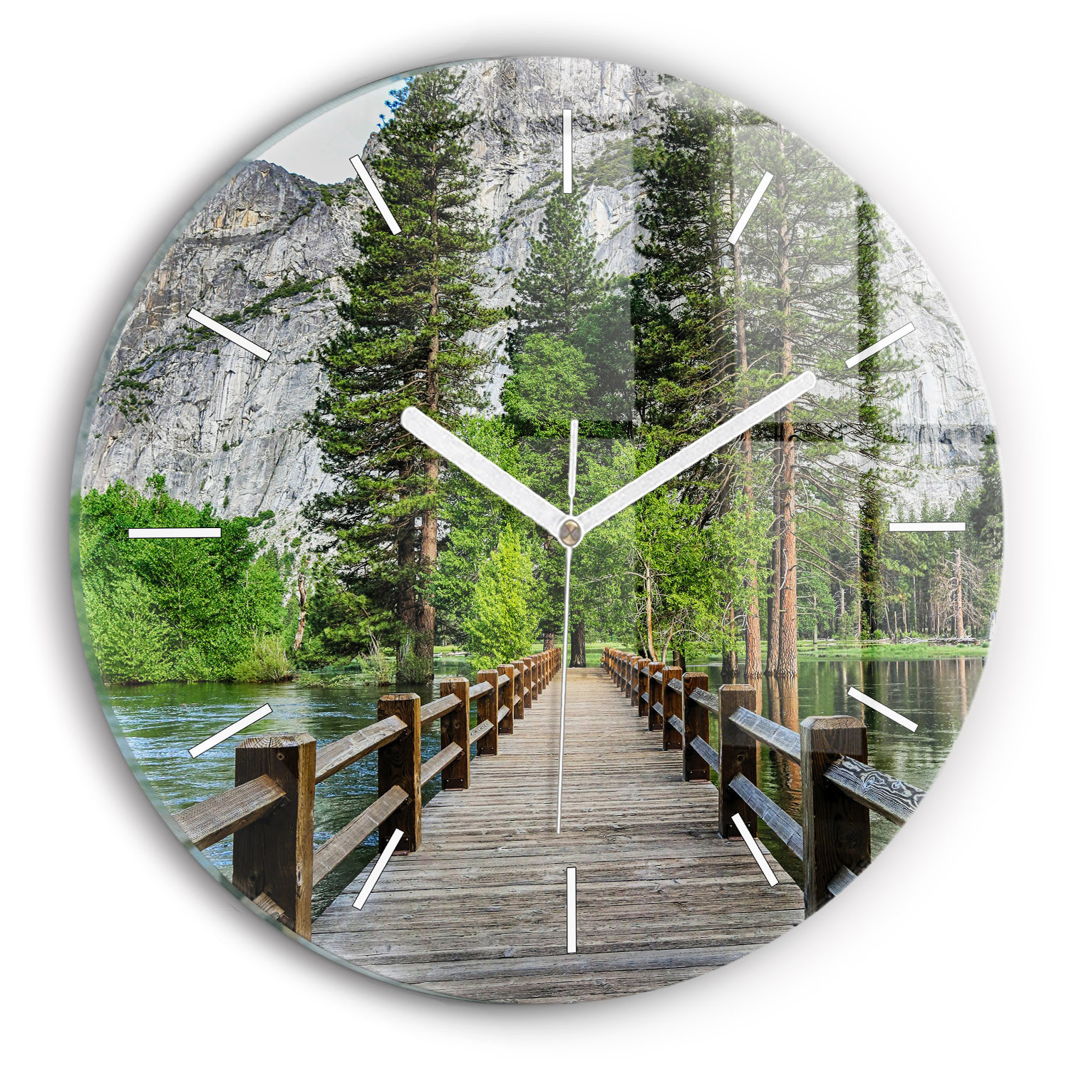 Cichy Zegar Dekoracyjny ścienny Drewniany most Yosemite fi30