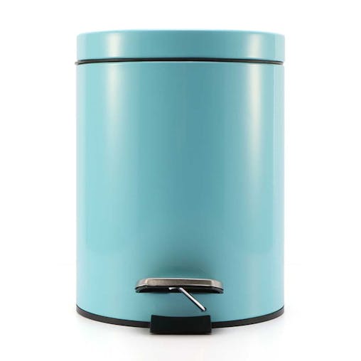 SOGA 2X Foot Pedal Stainless Steel Round Trash Bin Blue 7L