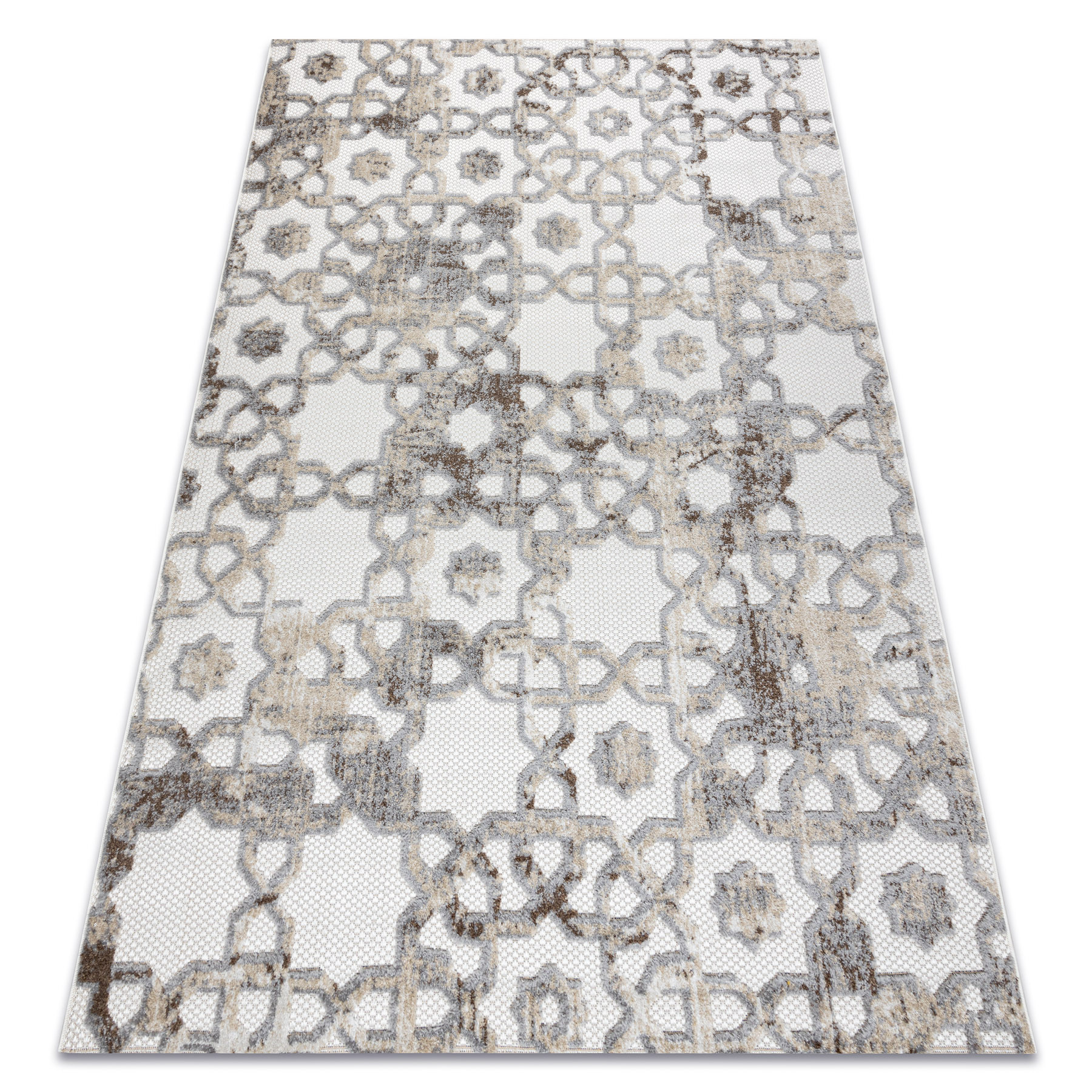 Dywan Strukturalny SOLE D3882 Ornament - płasko tkany beż / 80x150 cm