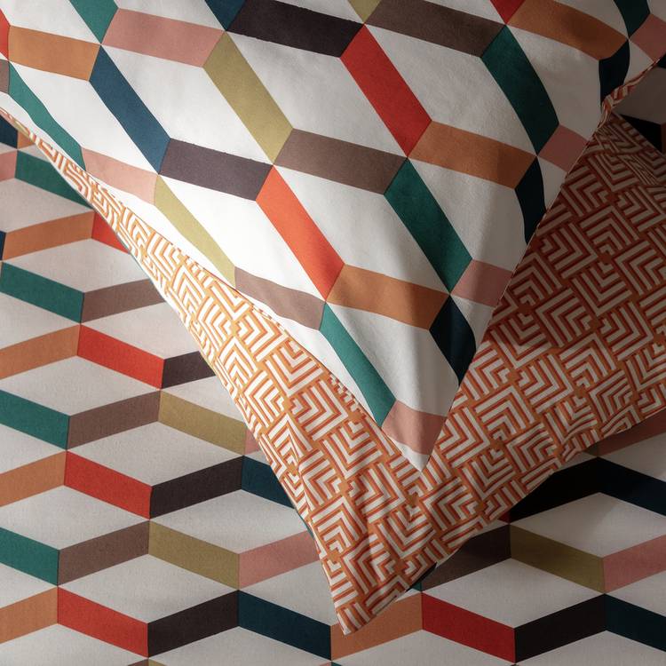 Habitat Geometric ZigZag Multicolour Bedding Set - Single
