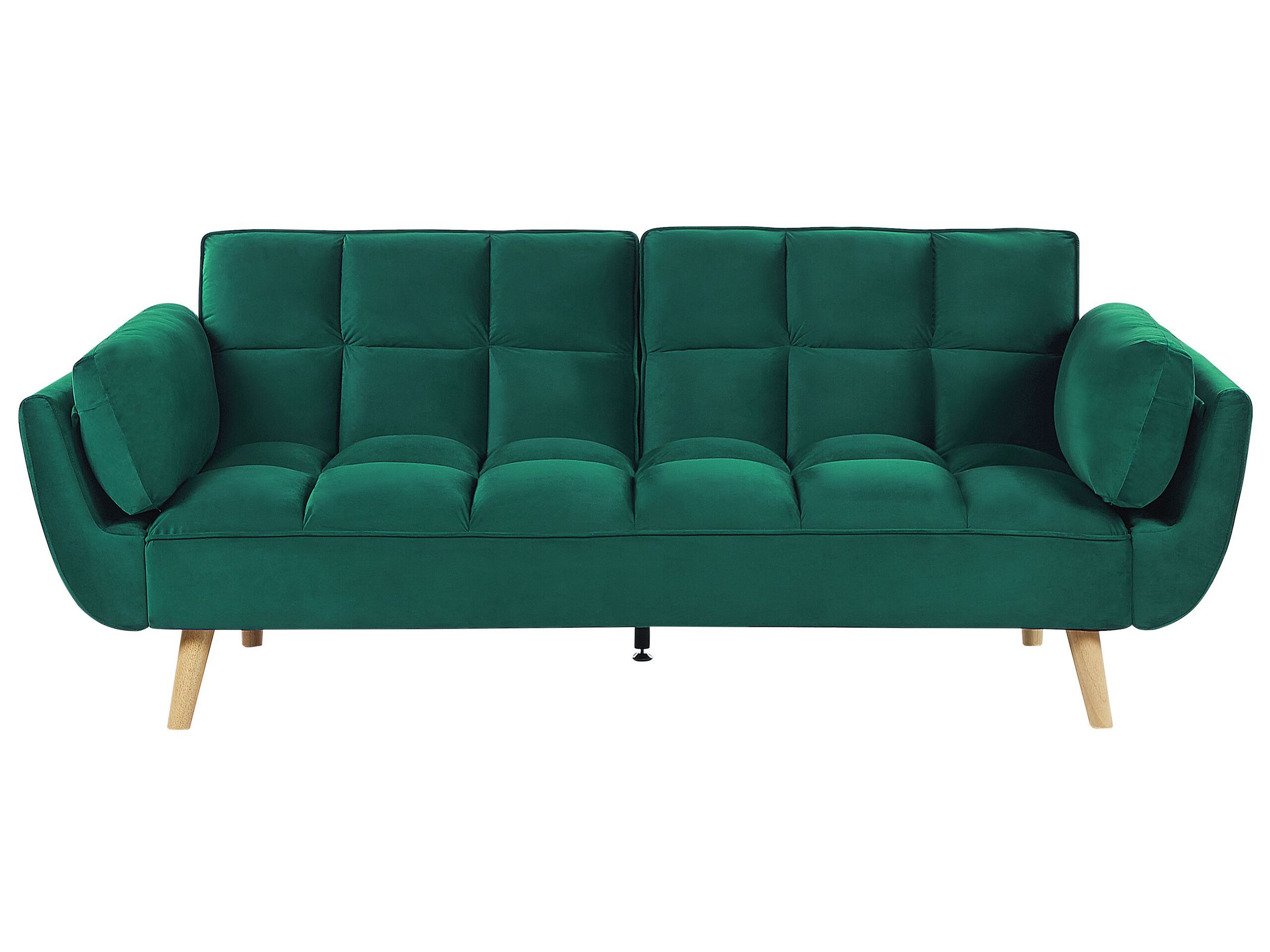 Sofa rozkładana welurowa kanapa zielona
