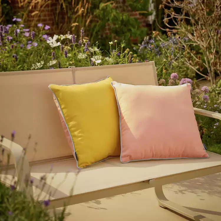 Habitat Yellow and Pink Outdoor Cushion with Piping