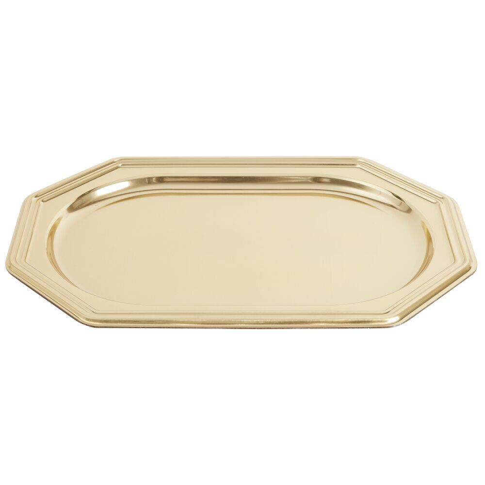 Plateau de présentation octogonal X3 pcs L46X31Xép.3 cm doré