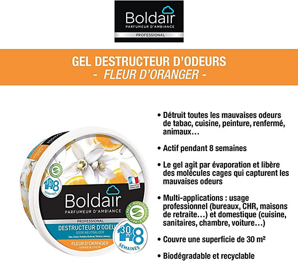 Gel destructeur d'odeurs fleur d'oranger 300g BOLDAIR lot de 3