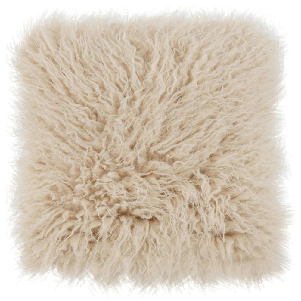 - Housse de coussin à poil fluffly écru 40x40