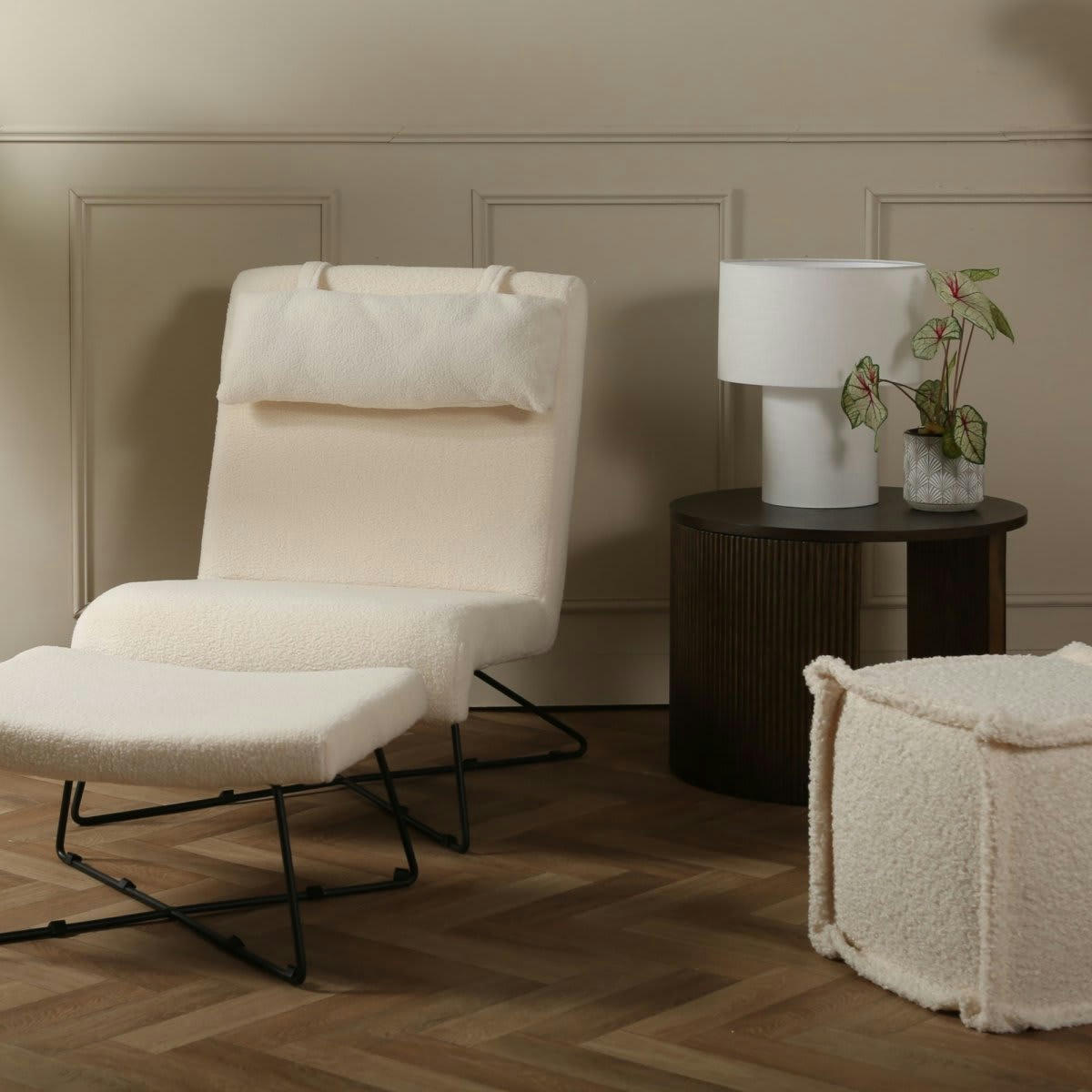 GLOZA - Lampe à poser moderne en lin blanc