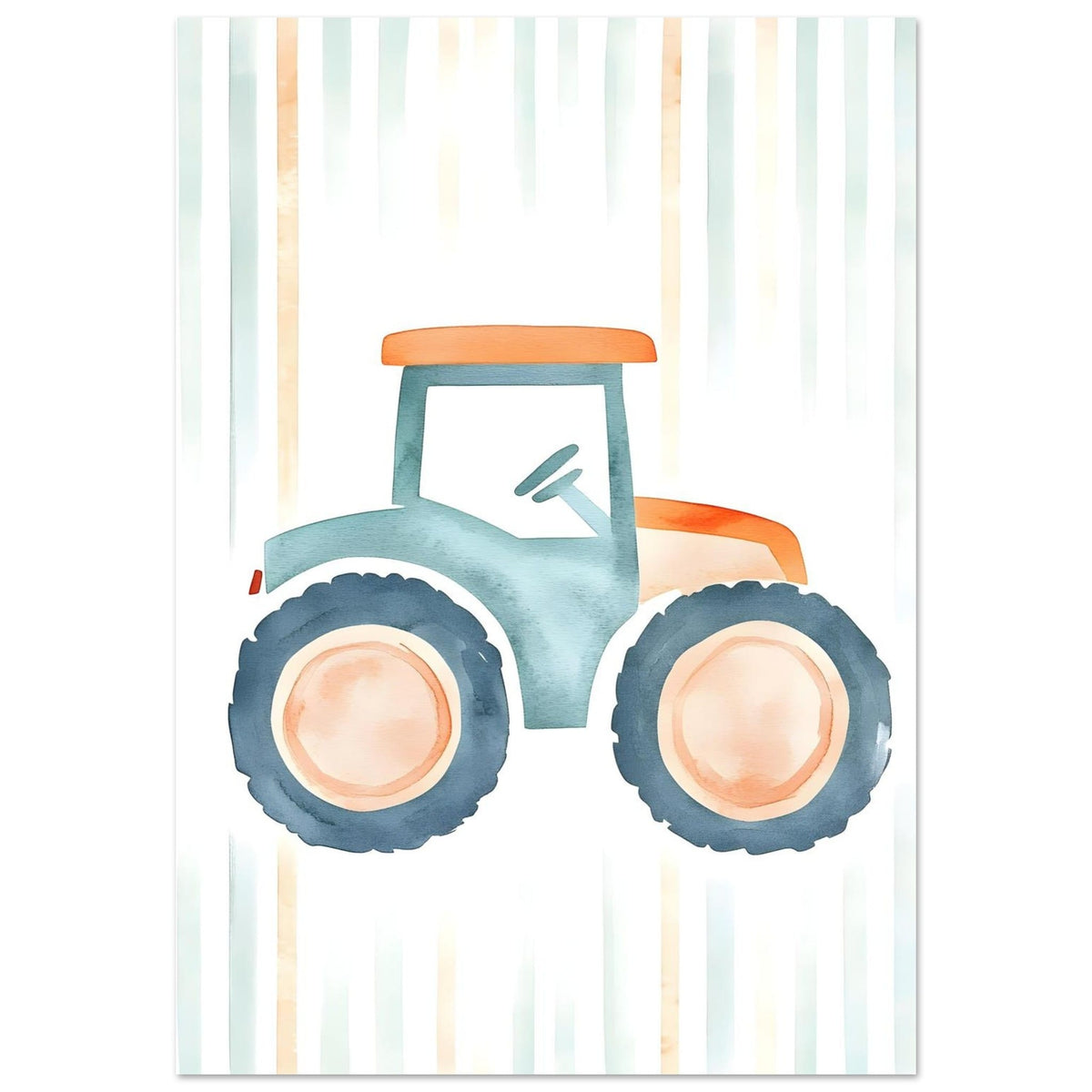 Artfulprints Poster Retro tractor illustratie  - 70x100 cm - Meerkleurig