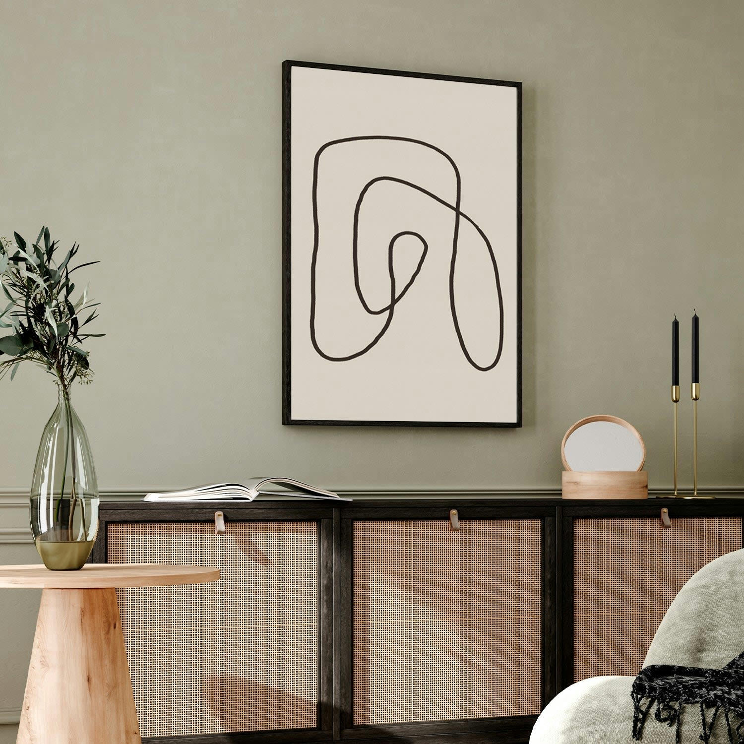 MINIMALISMO - Affiche avec cadre noir -  lignes minimalistes - 50x70