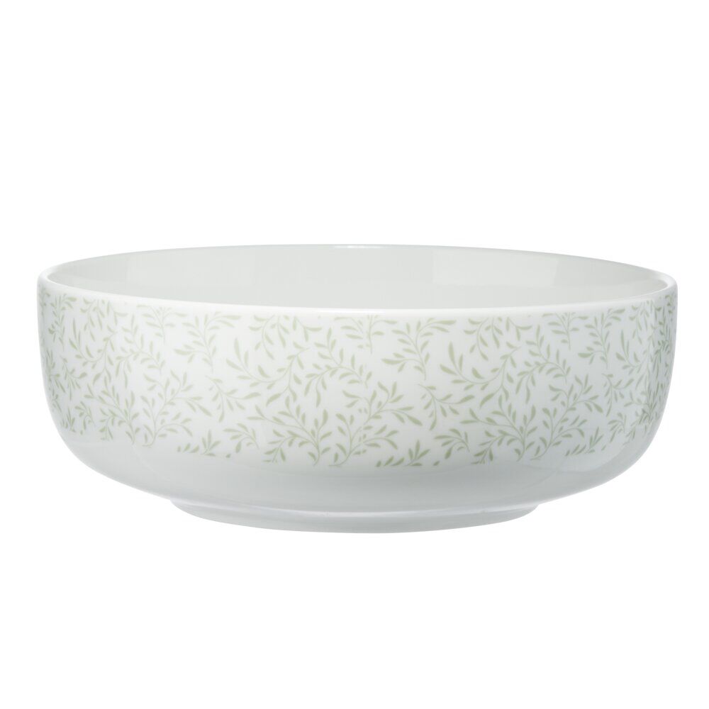 Saladier bas en porcelaine intérieur uni, extérieur décoré Ø23xH8cm