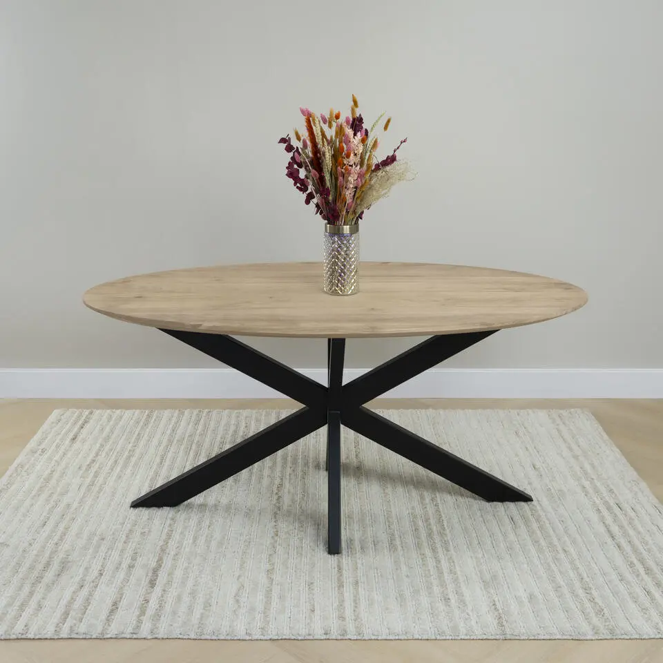 QUVIO Eettafel Sofia �?Ovaal �?160x90 cm �?Naturel V2