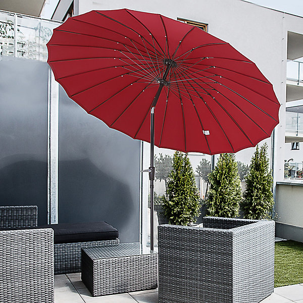 Parasol inclinable rond avec manivelle aluminium fibre de verre polyester diamètre 2,60 m coloris rouge