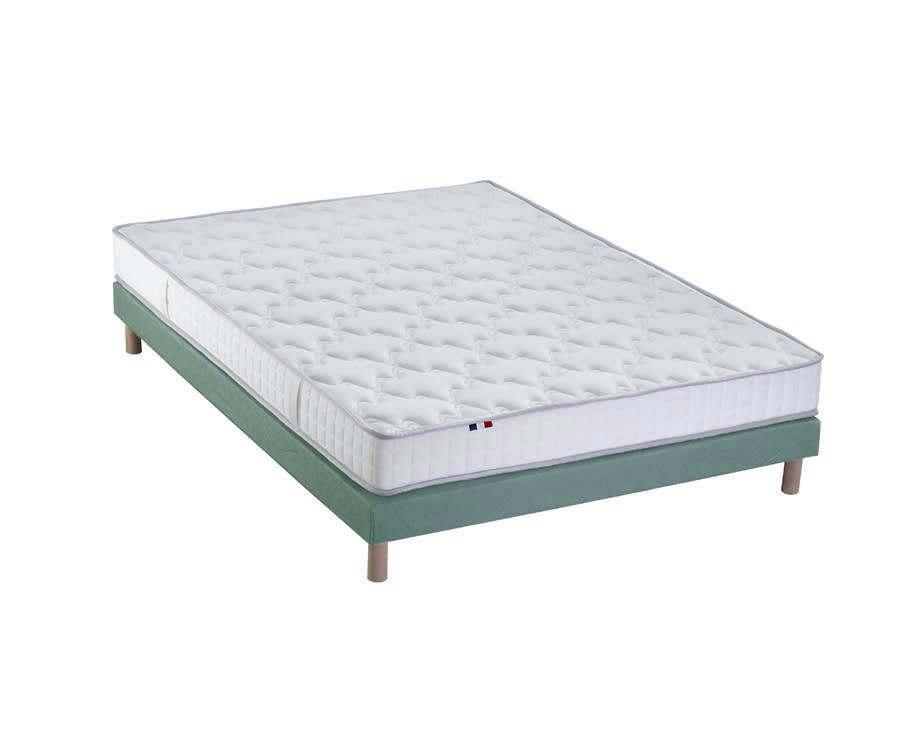 ENSEMBLE ZENITH - Ensemble Matelas mémoire de forme sommier vert 140x190