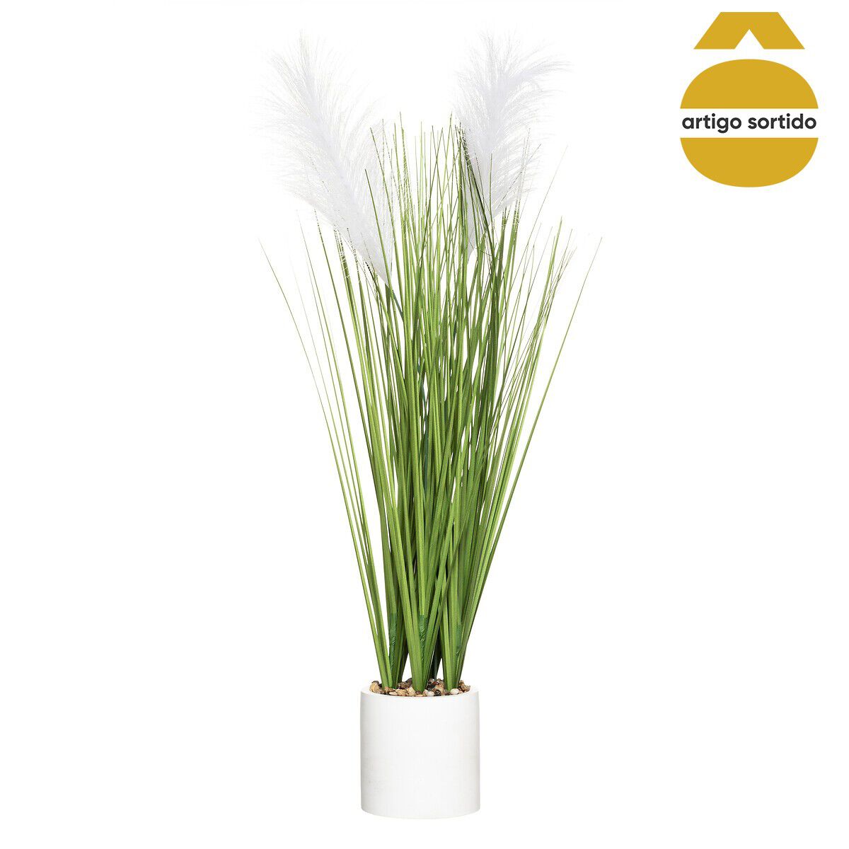 Vaso de cimento com plumas 68cm