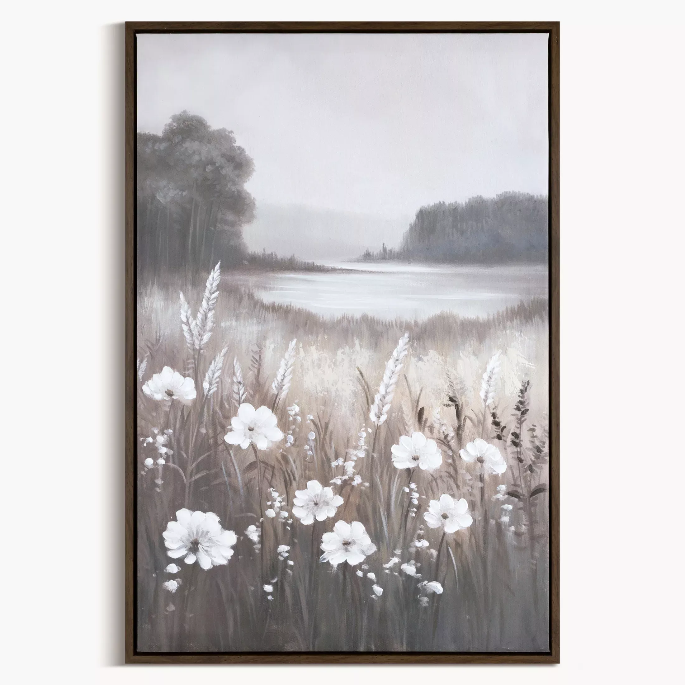 Obraz beżowo, biały nadruk na płótnie pejzaż 60x90 cm