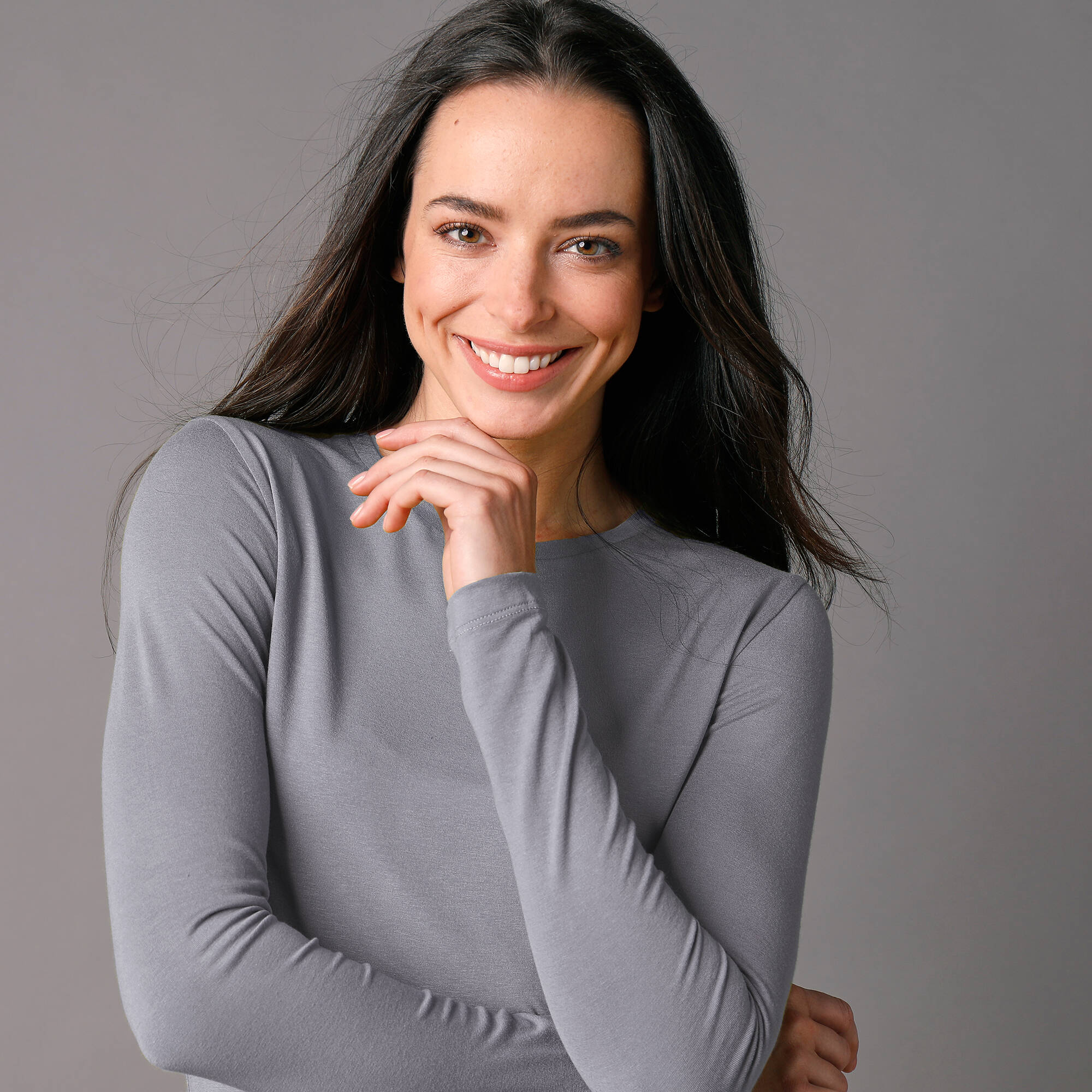 T-shirt uni col rond stretch