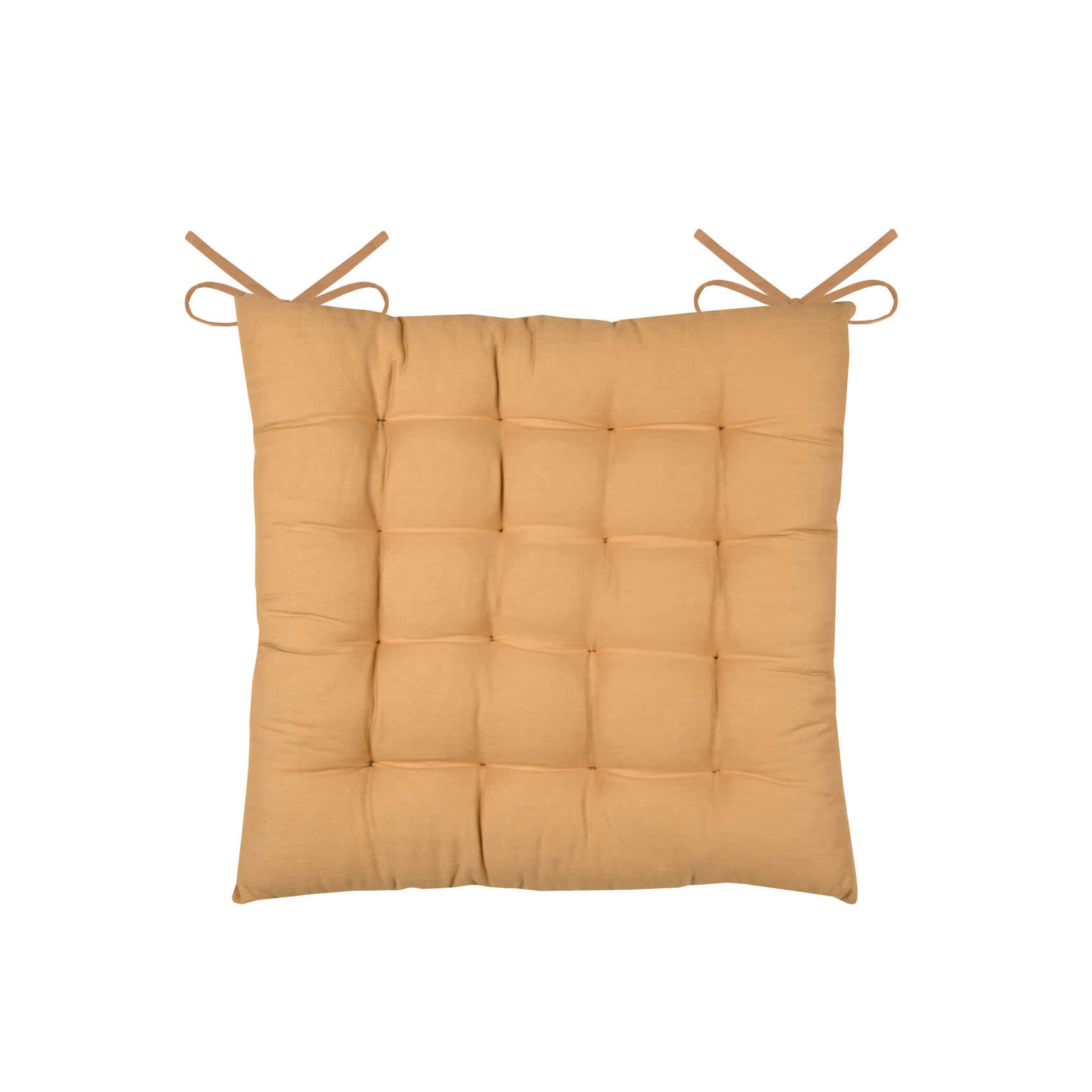 - Galette de chaise unie et classique coton jaune moutarde 38x38 cm