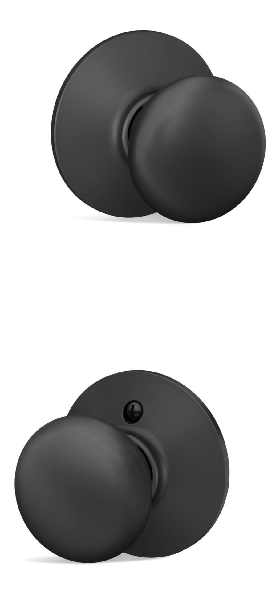 Schlage Plymouth Passage Door Knob Lock Set, Matte Black