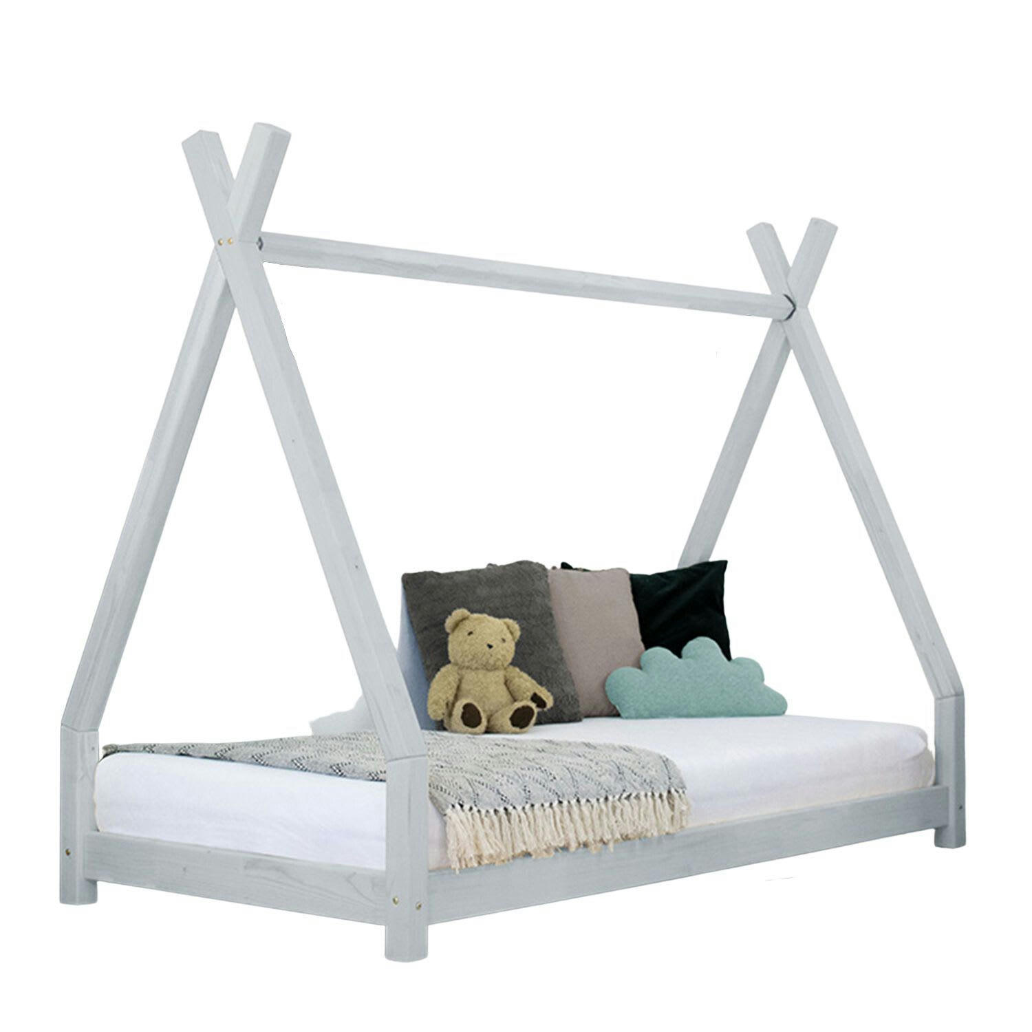 - Lit tipi enfant NAKANA 90 x 200 gris clair