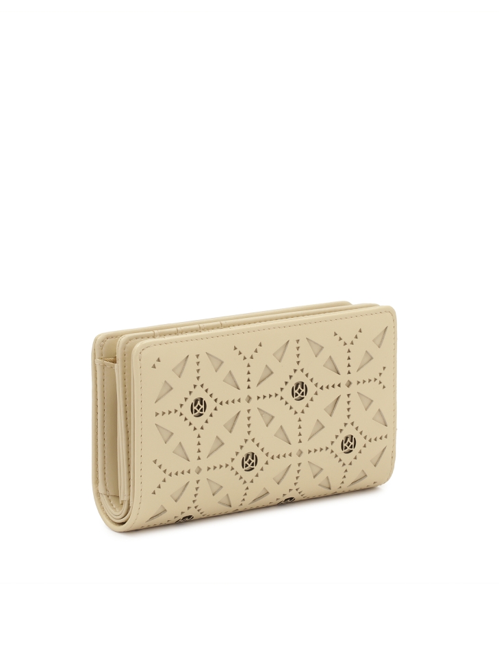 Leather wallet with openwork decoration