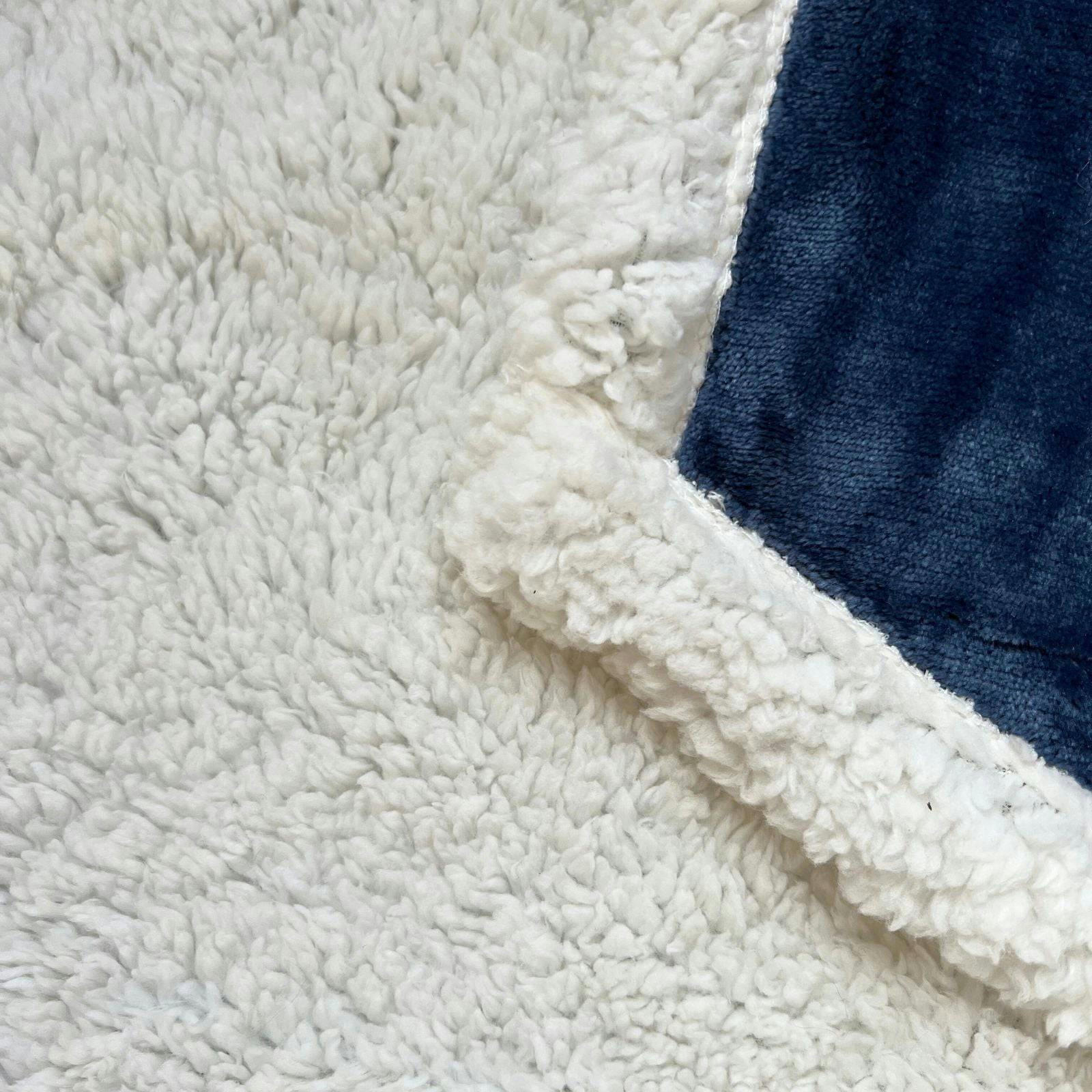 - Plaid en sherpa flanelle 480 gsm  150X200 bleu marine