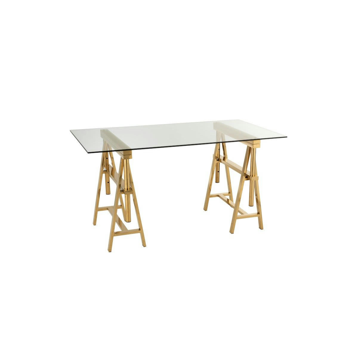 GRAZI - Bureau verre avec pieds métal doré