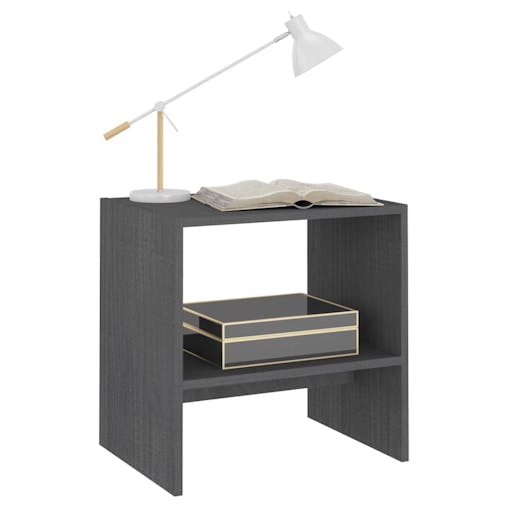 NNEVL Bedside Cabinets 2 pcs Grey 40x30.5x40 cm Solid Pinewood