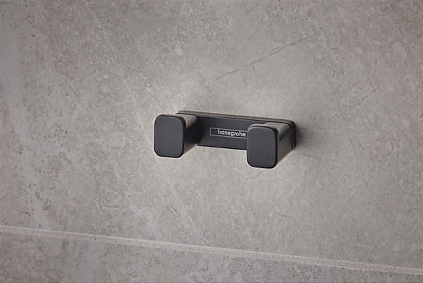 Crochet double porte serviettes noir mat Addstoris Hansgrohe