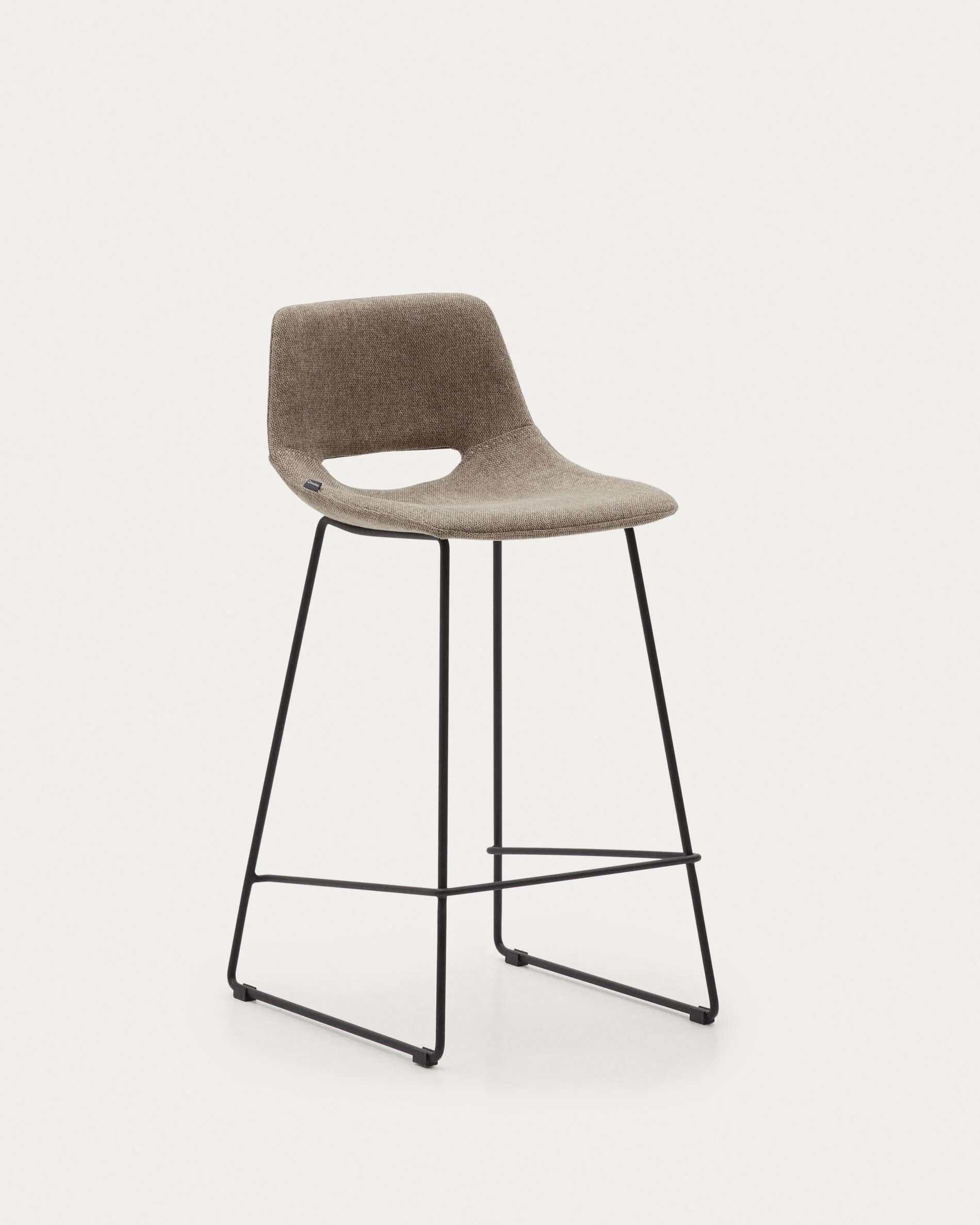 Zahara bar stool in brown with steel legs in black finish, height 65 cm FSC 100%