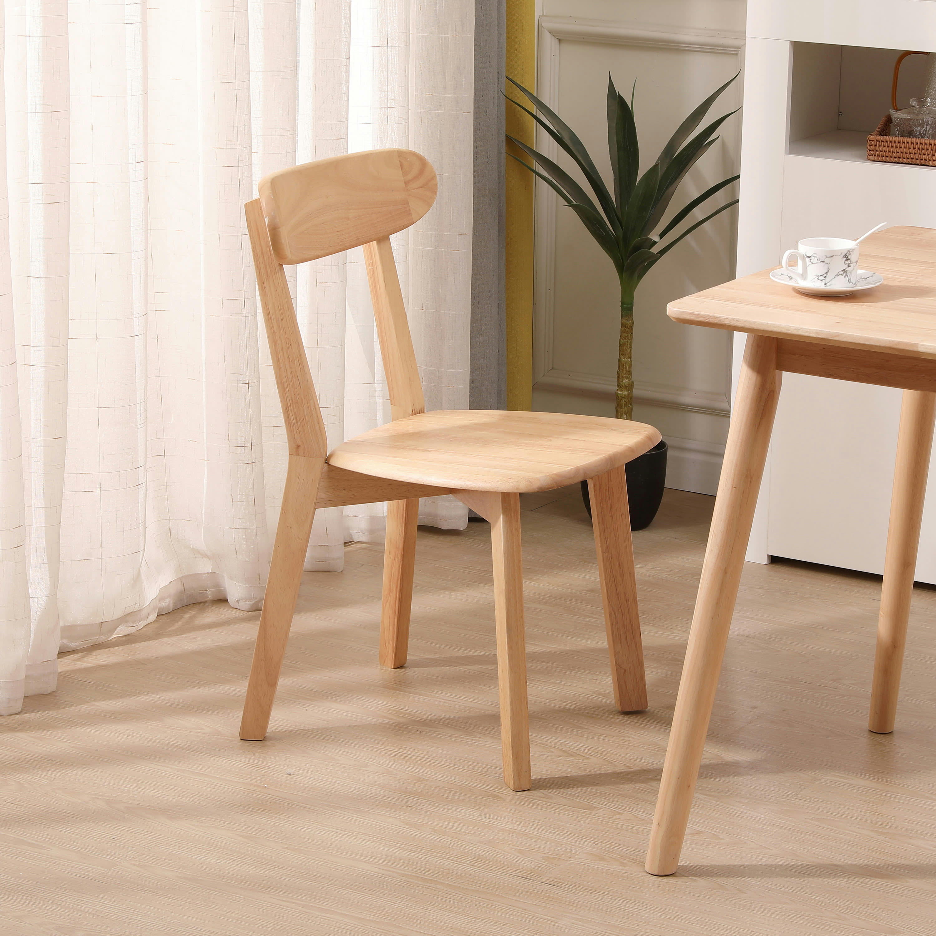 - Lot de 2 chaises en bois massif naturel