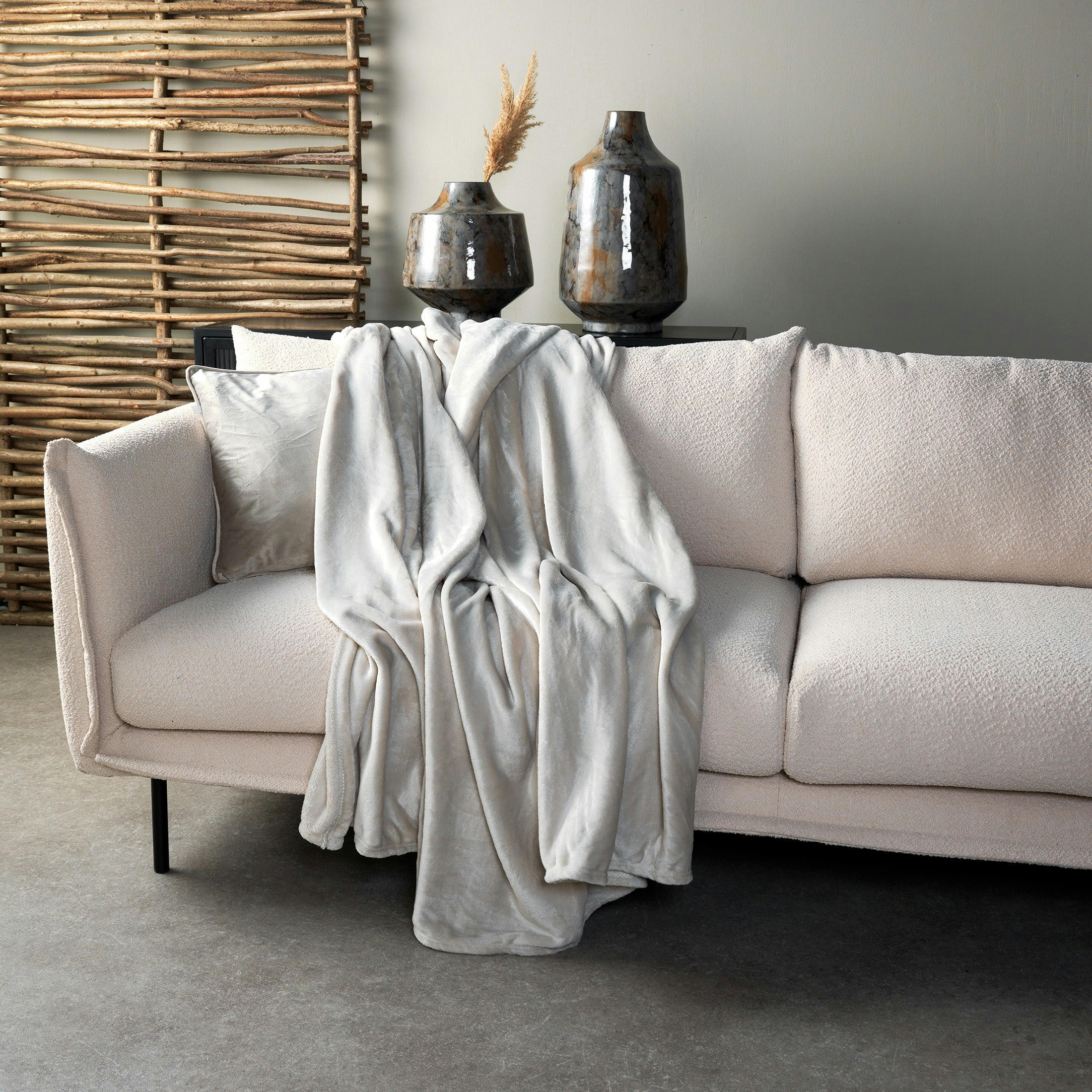 CHARLIE - Plaid beige fleece 200x220 cm uni