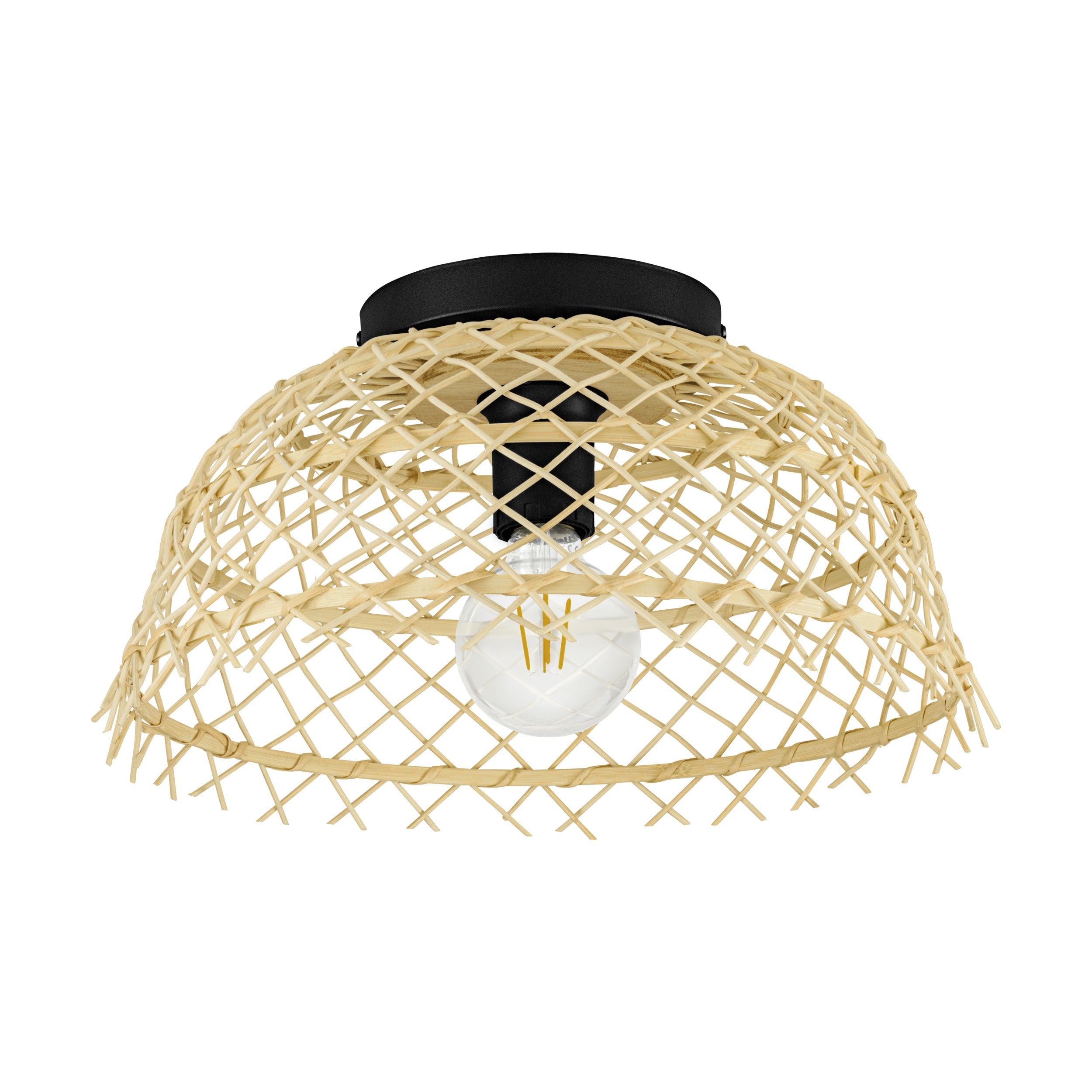 EGLO plafondlamp Ausnby - e27 - ø 37 cm - zwart/hout