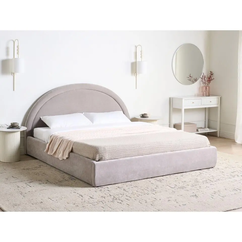MOUZON - Bed met opbergruimte - Taupe - 180 x 200 cm - Stof