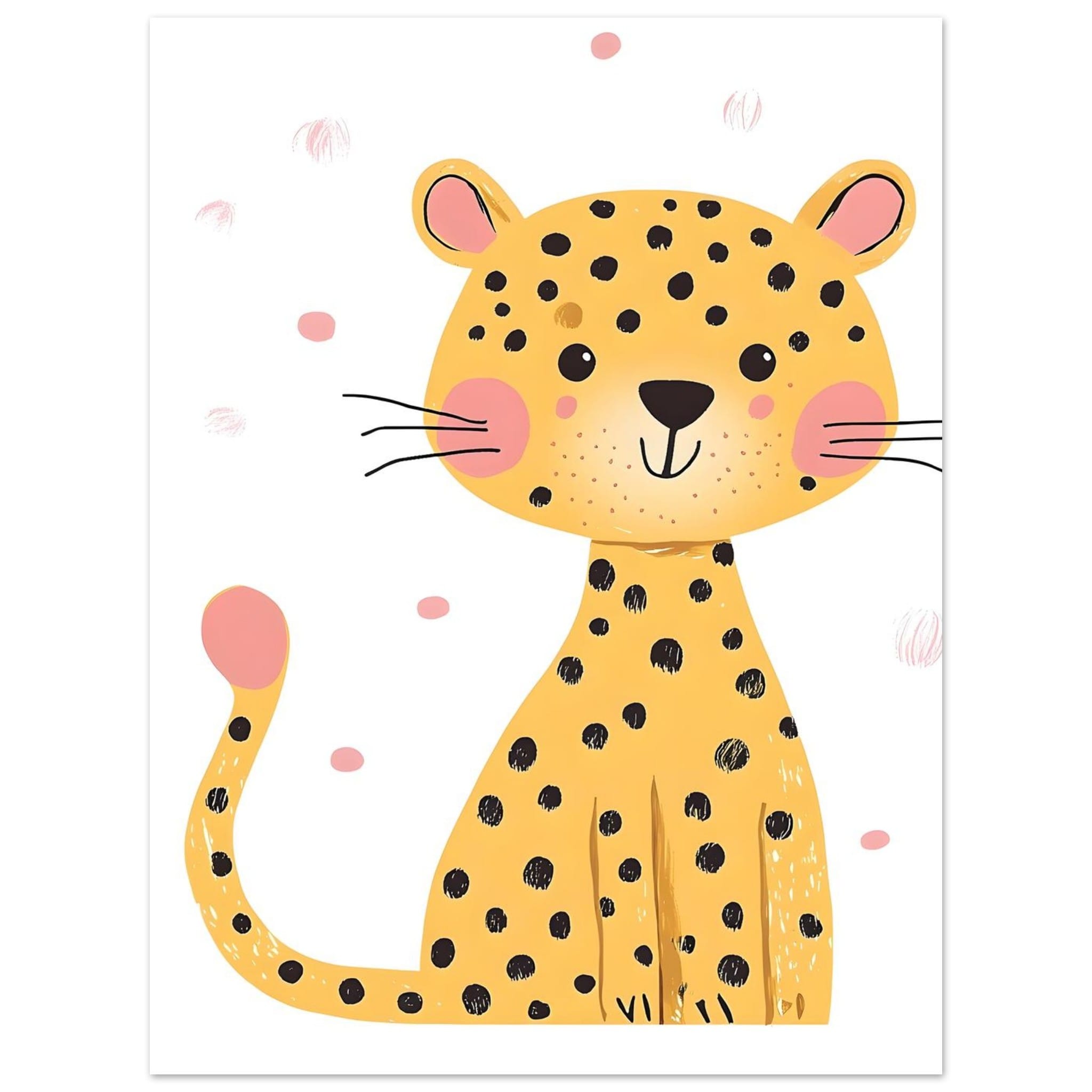 Artfulprints Poster Kleine luipaard  - 30x40 cm - Geel