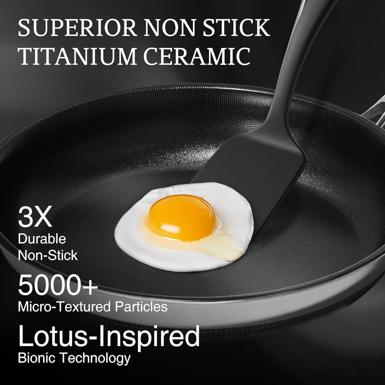 KITEXPERT Non Stick Frying Pans Set - 2 Piece (10, 12) Titanium Ceramic Pan with Lids, Nonstick Skillet Stainless Steel, PFAS PFOA & PTFE Free, Dishwasher & Oven Safe, All Cooktops Compatible