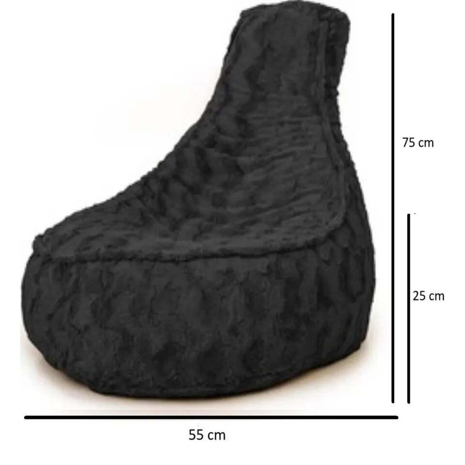 Parya Stoel Zitzak Bont - Zitzakfauteuil - Woonkamerzitzak - Donkergrijs -