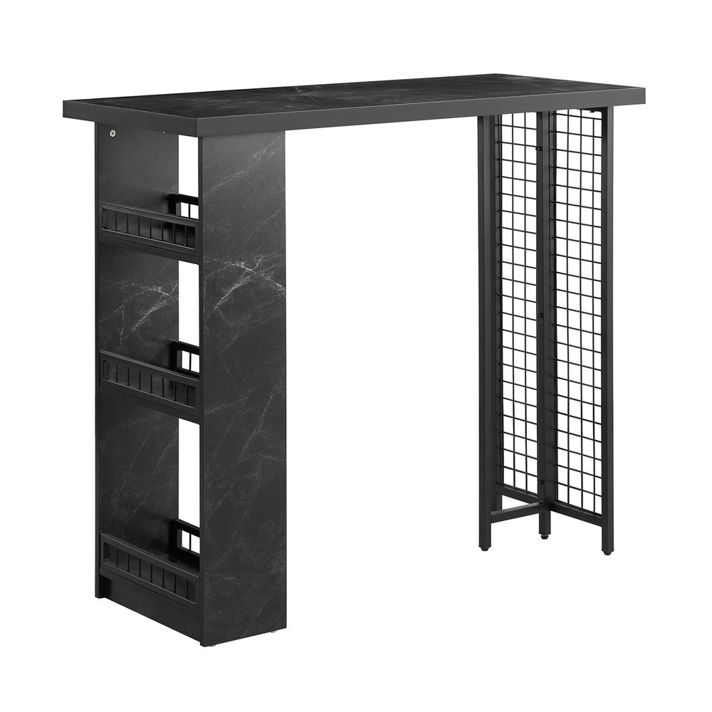 SoBuy Stół barowy z półką Czarny 120x50x105cm Przemysłowy FWT100-SCH