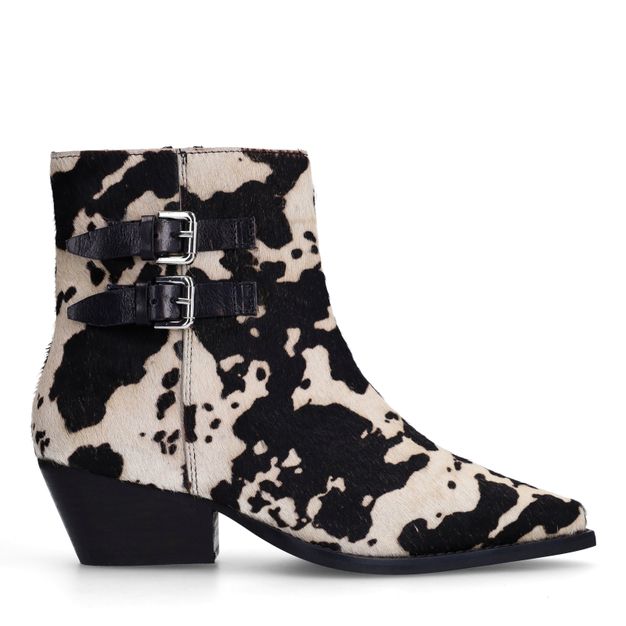Cow print western enkellaarsjes