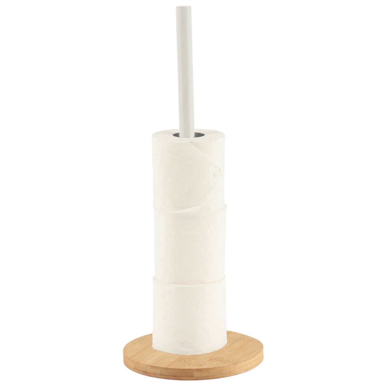 Stojak na papier toaletowy bambus metal biały 46.5 cm