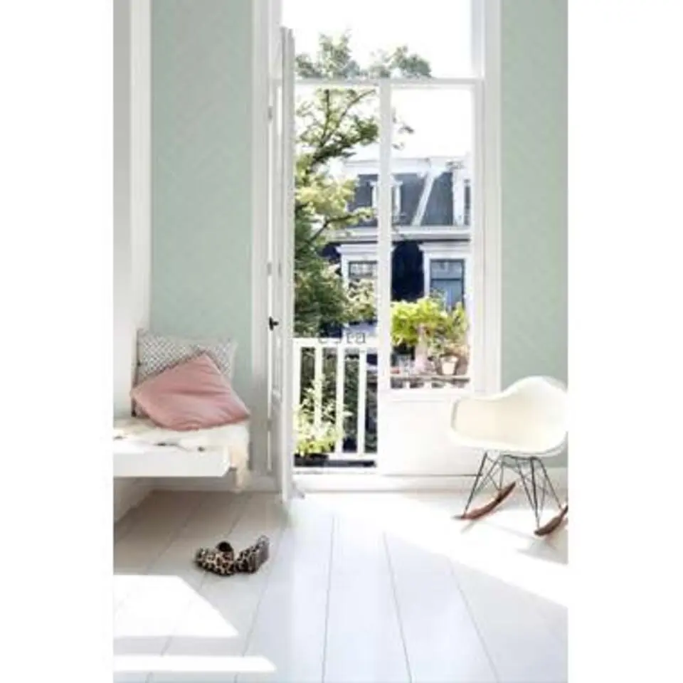 ESTAhome behang - visgraat-motief - mintgroen en wit - 0.53 x 10.05 m