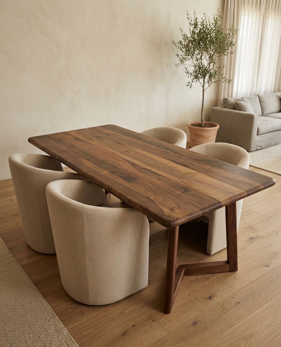 Solid Walnut Dining Table, Minimalist Wood Desk, Heirloom Furniture, Custom Size