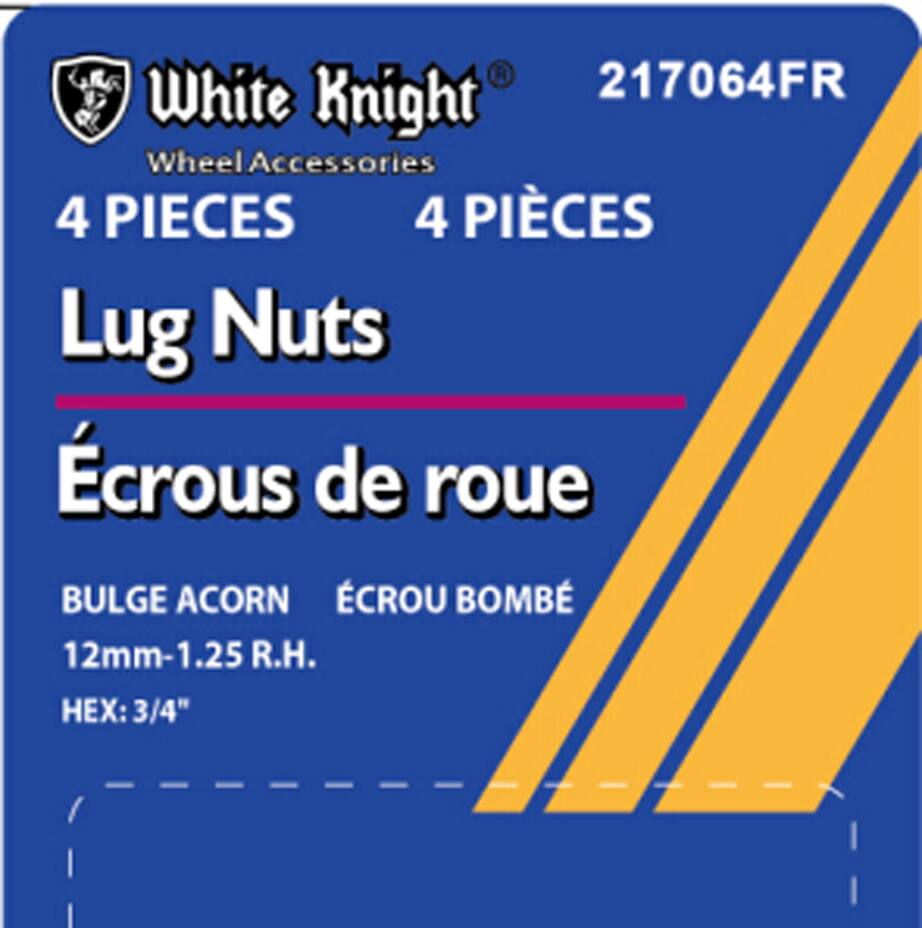 White Knight 217064FR Bulge Acorn Lug Nuts, Chrome, 4-pk