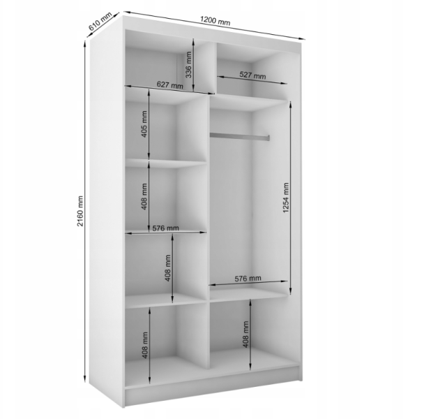 Biała Szafa Przesuwna Garderoba 120cm