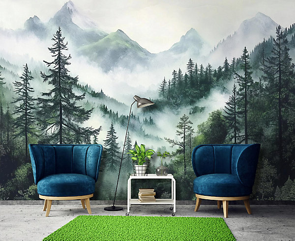 Papier Peint Panoramique Intissé Forêt 3D Nature 400x280 cm - Colle Inclus - Moderne XXL Papier Peint por Chambre Salon