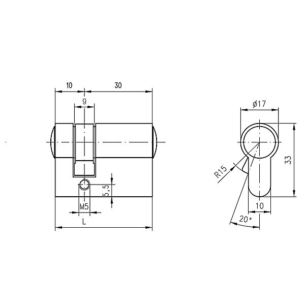 Metalux - Demi-Cylindre de serrure 30x10 Barillet anti-crochetage protection contre le perçage idéal pour porte de garage