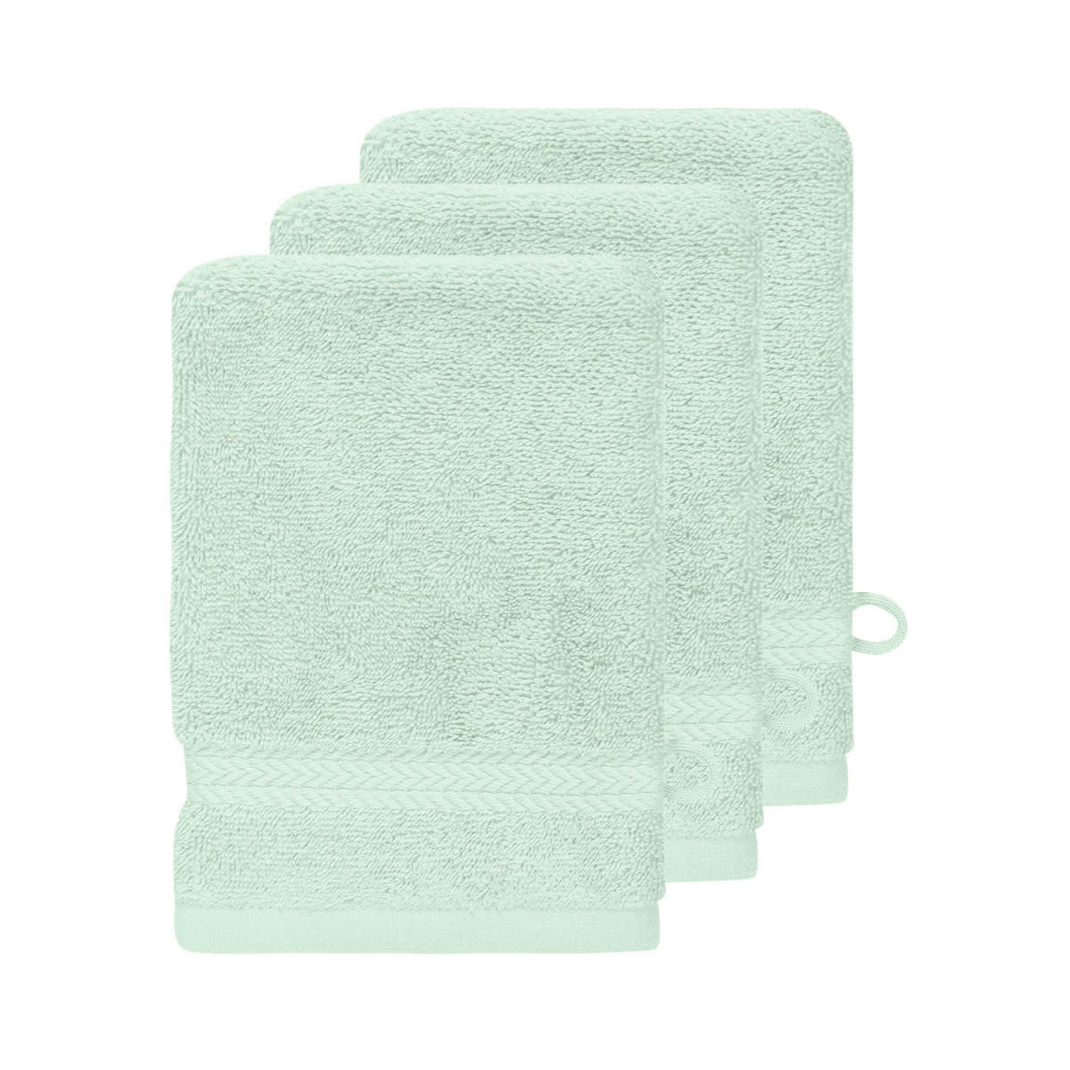 LUXURY - Lot de 3 gants de toilette 550gr/m²  menthe 16x22 cm